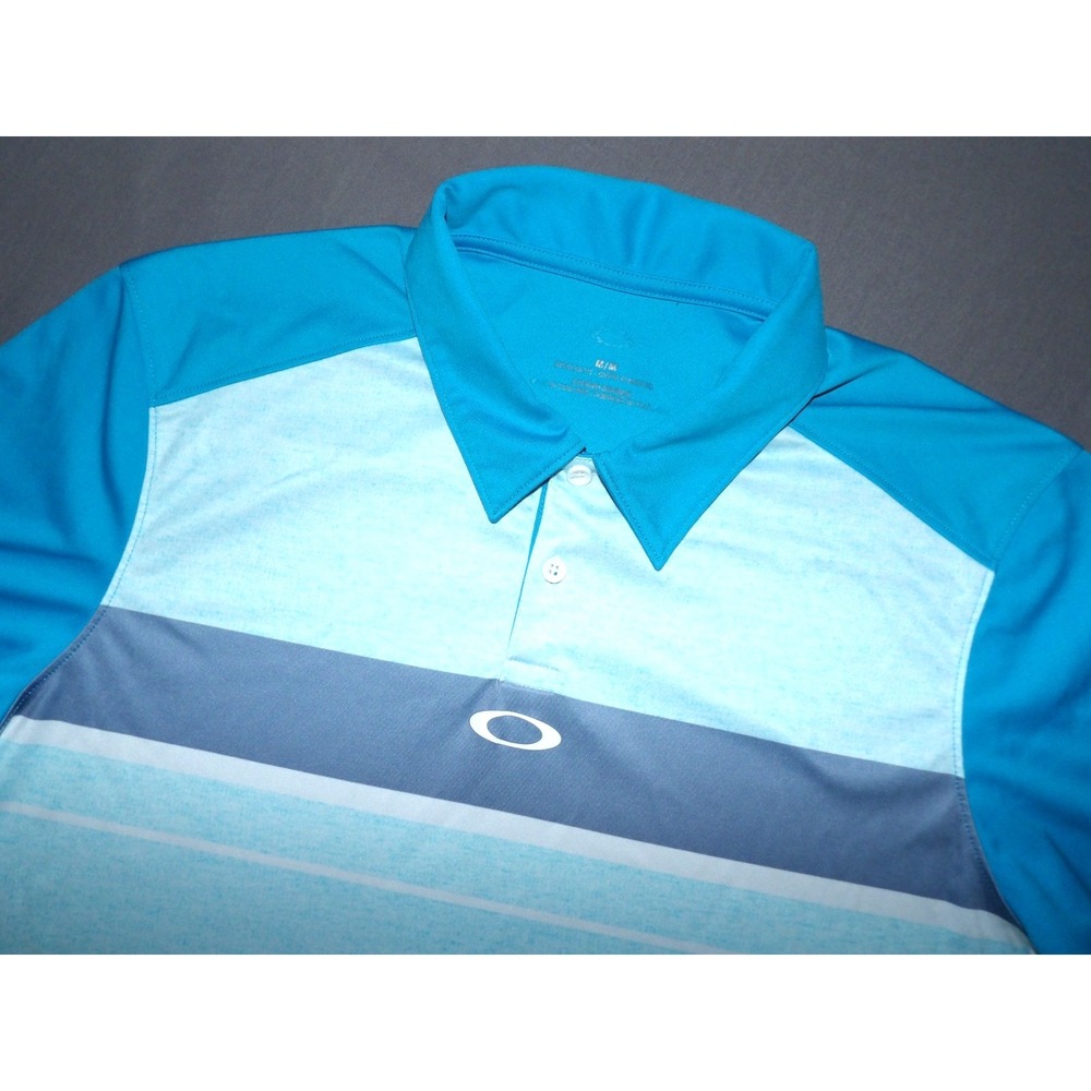 OAKLEY Hydrolix Short Sleeved Striped Performance Polo Golf‎ Shirt Men's Medium